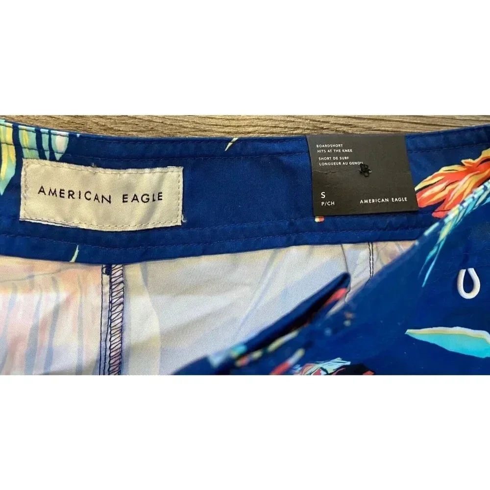 NWT American Eagle Board Shorts Blue Toucan Bird Small S New